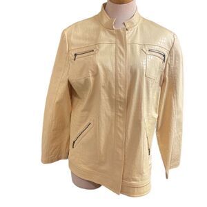 NWT Chico’s Golden Gleam Yellow Texture Becker Jacket Raffia Size 3 US Large